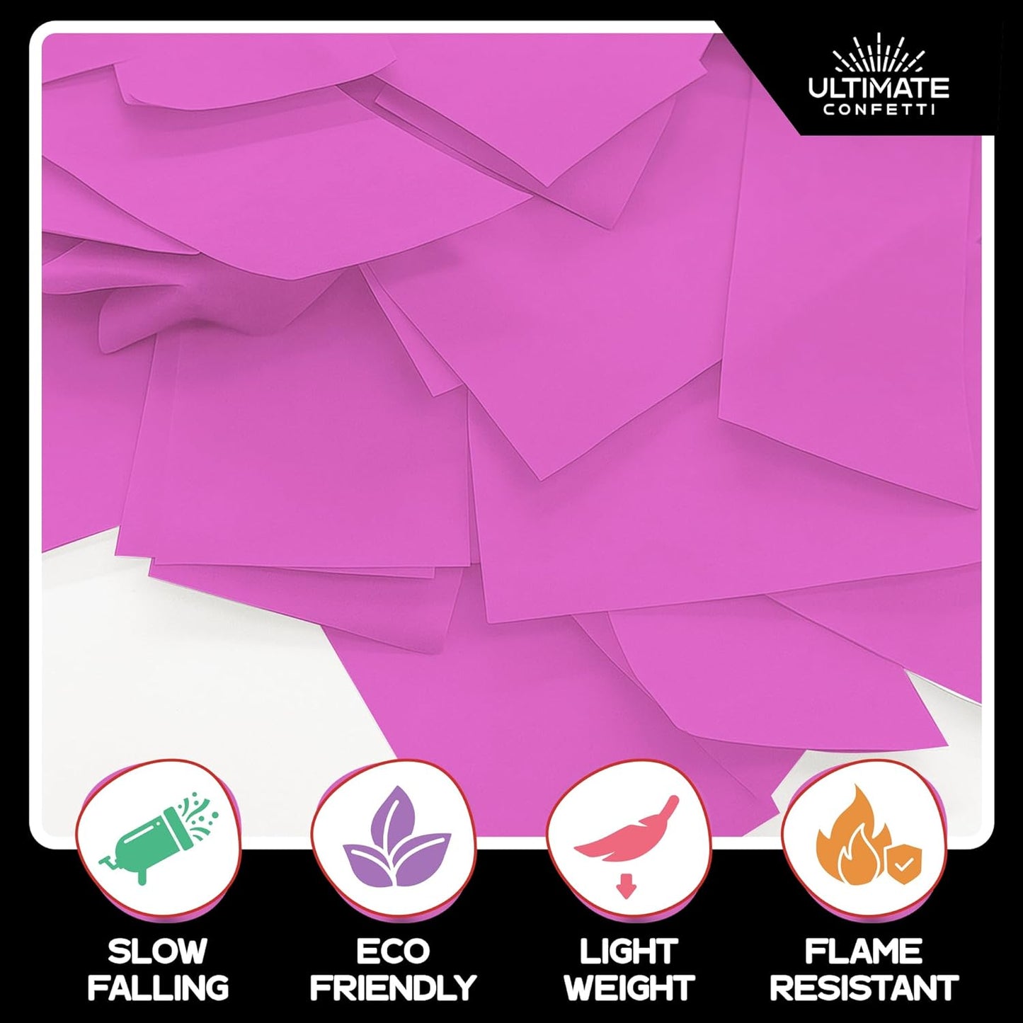 Pink Biodegradable Confetti - Rectangular Fluttering Tissue Paper Confetti for Cannon and Launcher use – Best for Gender Reveal, Wedding, Parties, and Live Events - 1 lb, 16 oz