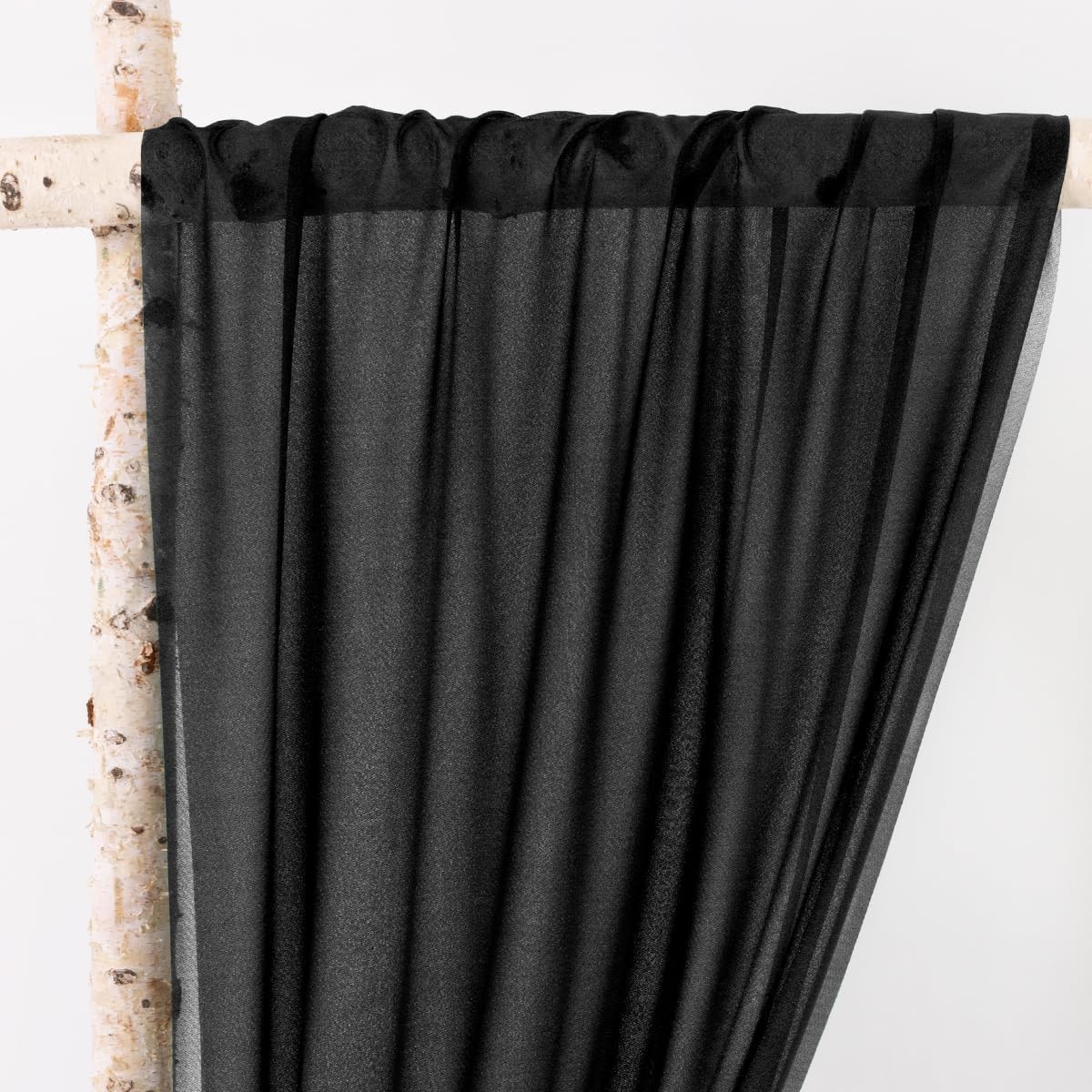 MLMW Wedding Arch Draping Fabric 2 Panels 29" x 20Ft Black Sheer Wedding Arch Backdrop Drapes Outdoor Curtain for Halloween Ceremony Party Background Ceiling Decor