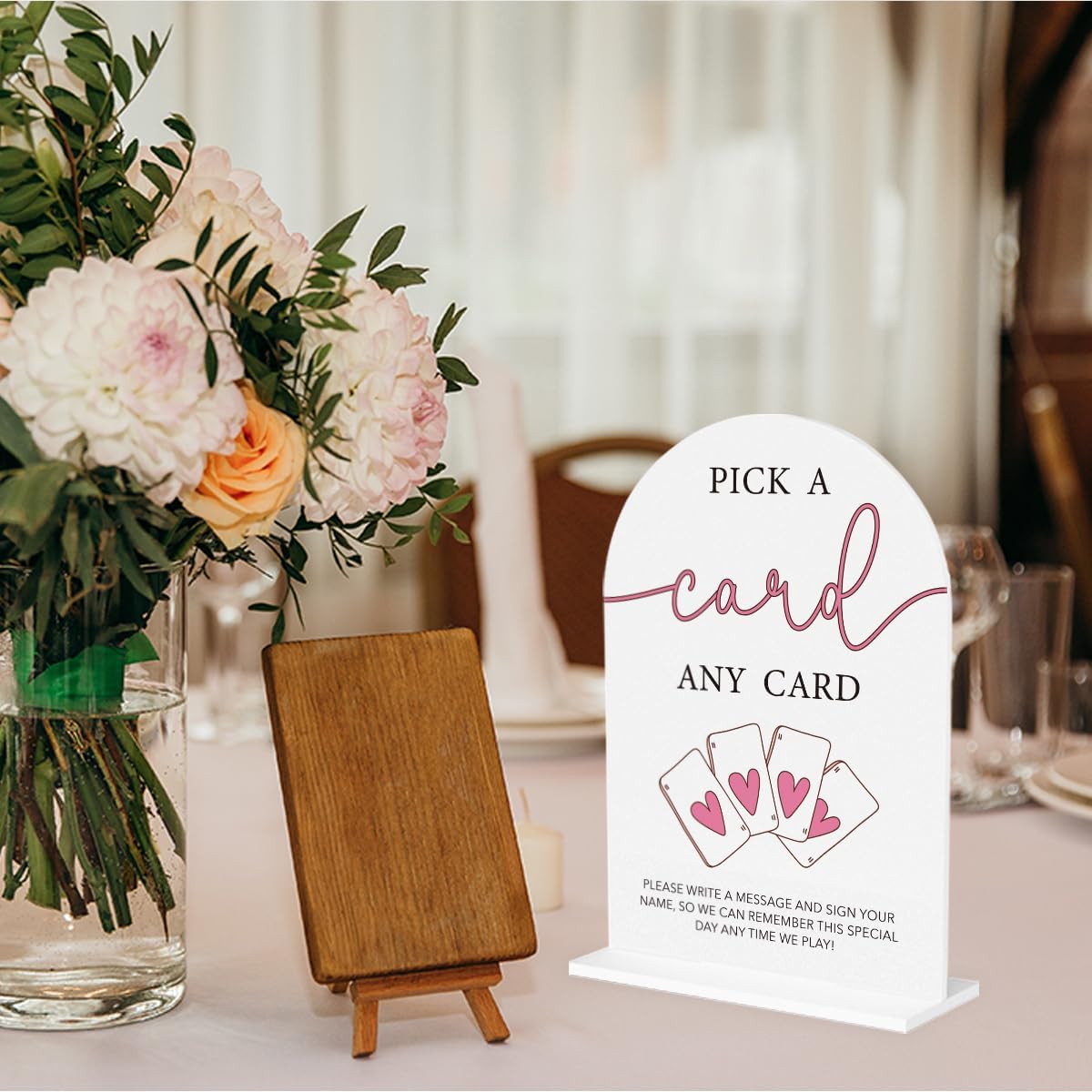 Wedding Playing Cards Guest Book Sign Acrylic Arch Wedding Bridal Shower Baby Shower Welcome Table Signs for Ceremony and Reception Decor 7 x 5 Inches