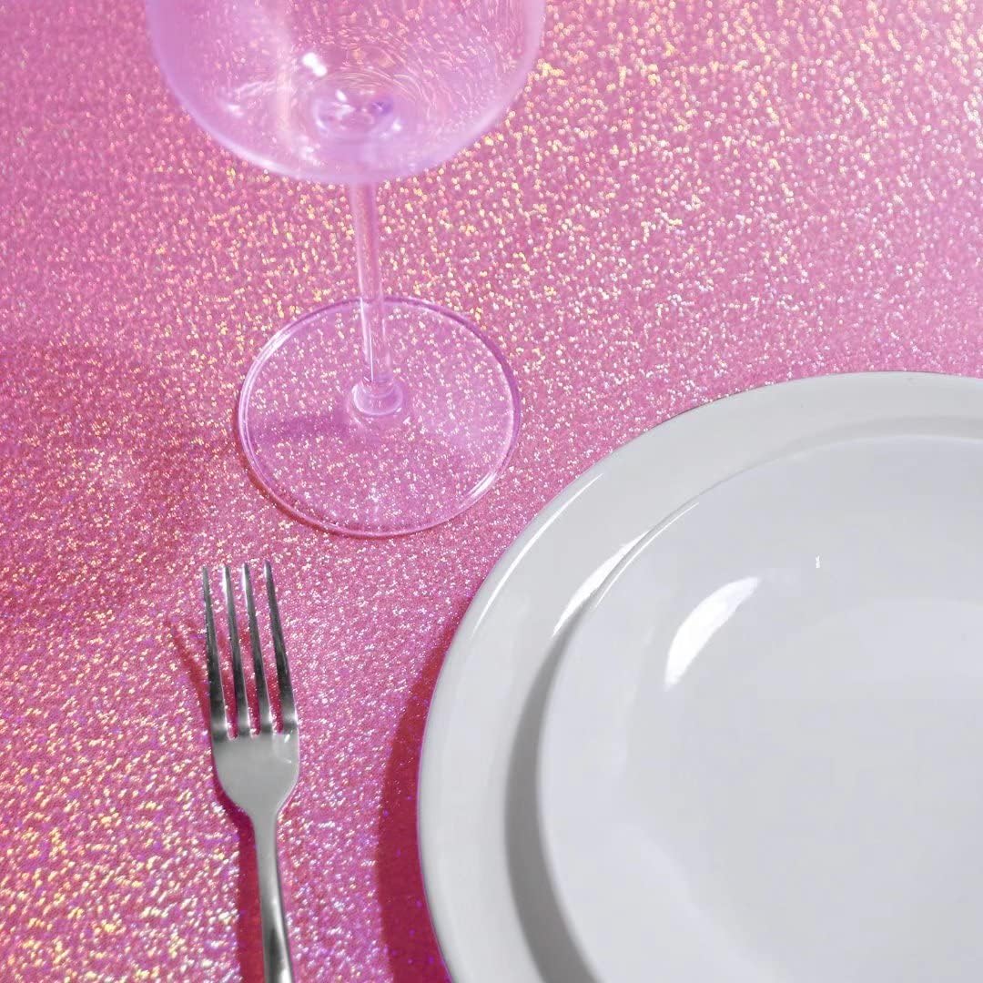 Fitable Pink Sequin Tablecloth for Parties 52x70 Inch - Sparkle Glitter Table Cloth Laser Rectangle Overlay for Wedding Baby Shower Ceremony Birthday Holiday Banquet