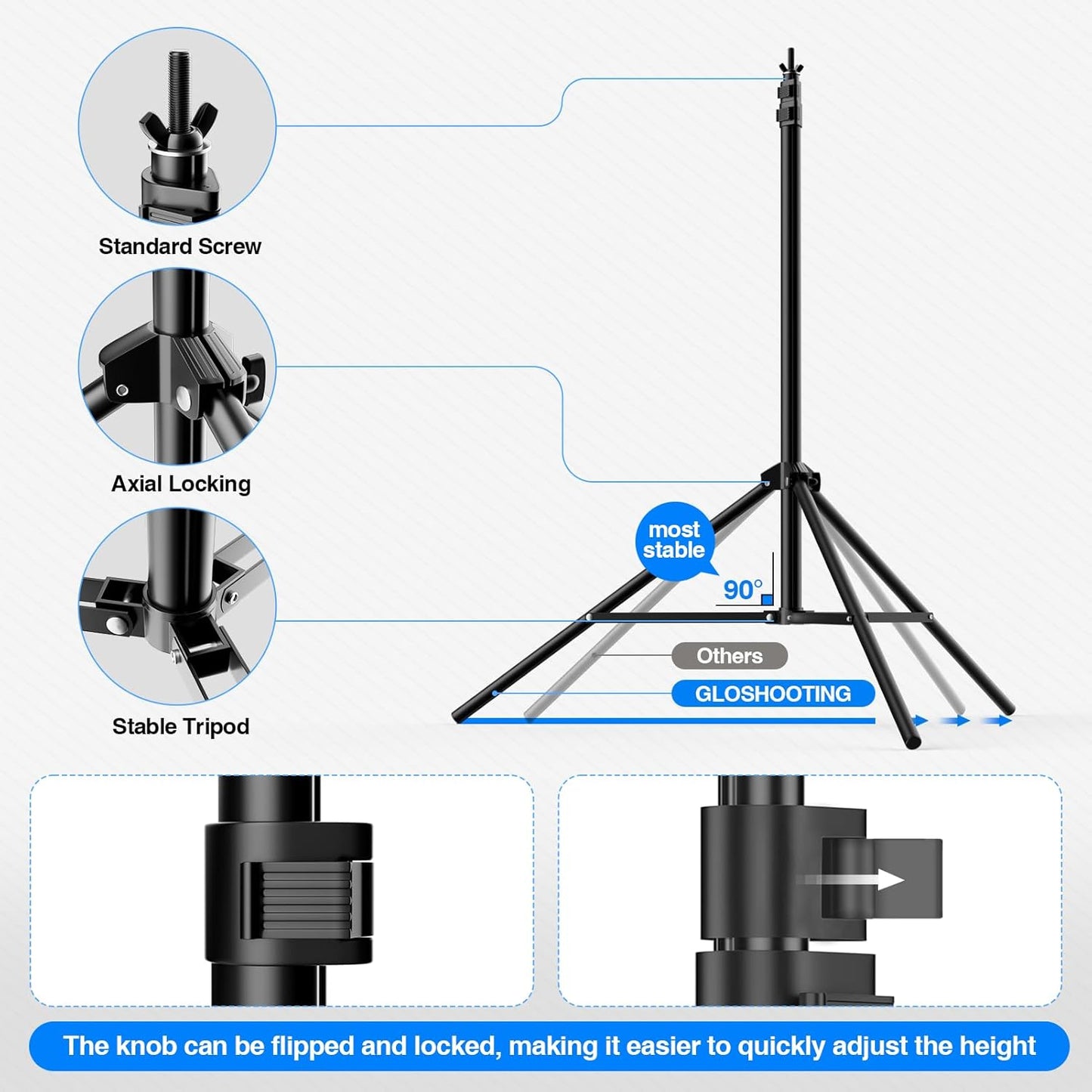 Photo Video Studio Large 20x7ft Adjustable Backdrop Stand, Photography Background Support System Kit with 310° Angle Rotatable Connector, 8 Clamps, 3 Sandbags and Carrying Bag