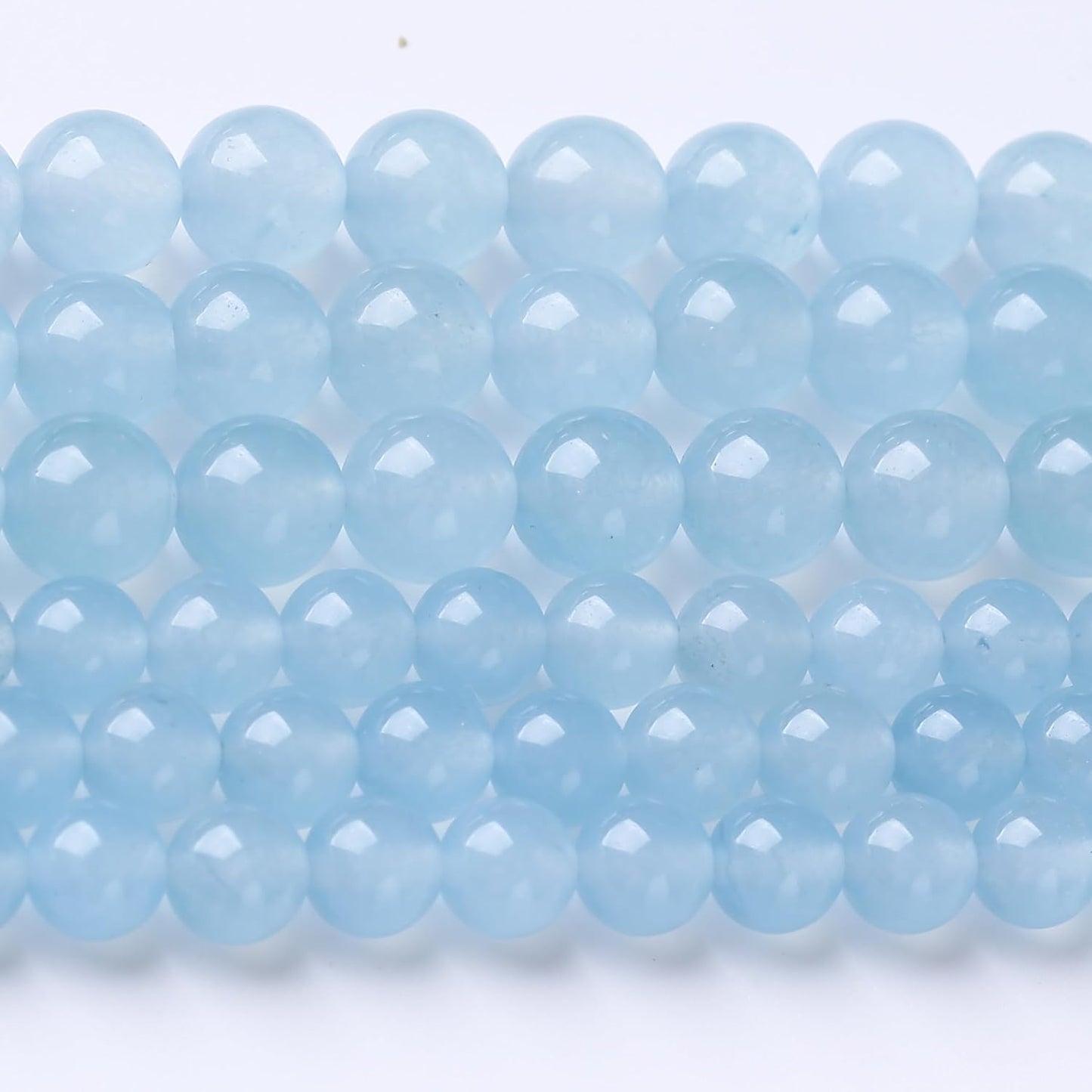 Ice Blue Chalcedony Stone Beads Gemstone Round Crystal Energy Jade Beads Stone Beads for Jewelry Making DIY Bracelet Necklace Jewelry Making 1 Strand 15.5inch 45PCS 8MM