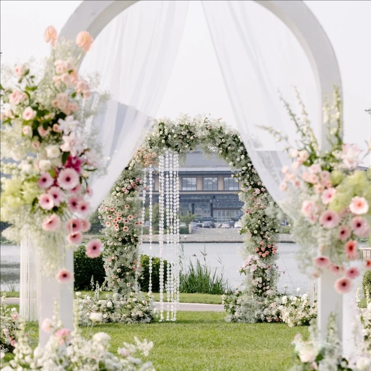 MLMW Wedding Arch Draping Fabric 1 Panel 29" x 20Ft Ivory Sheer Wedding Arch Backdrop Drapes Outdoor Curtain for Ceremony Party Background Ceiling Decor