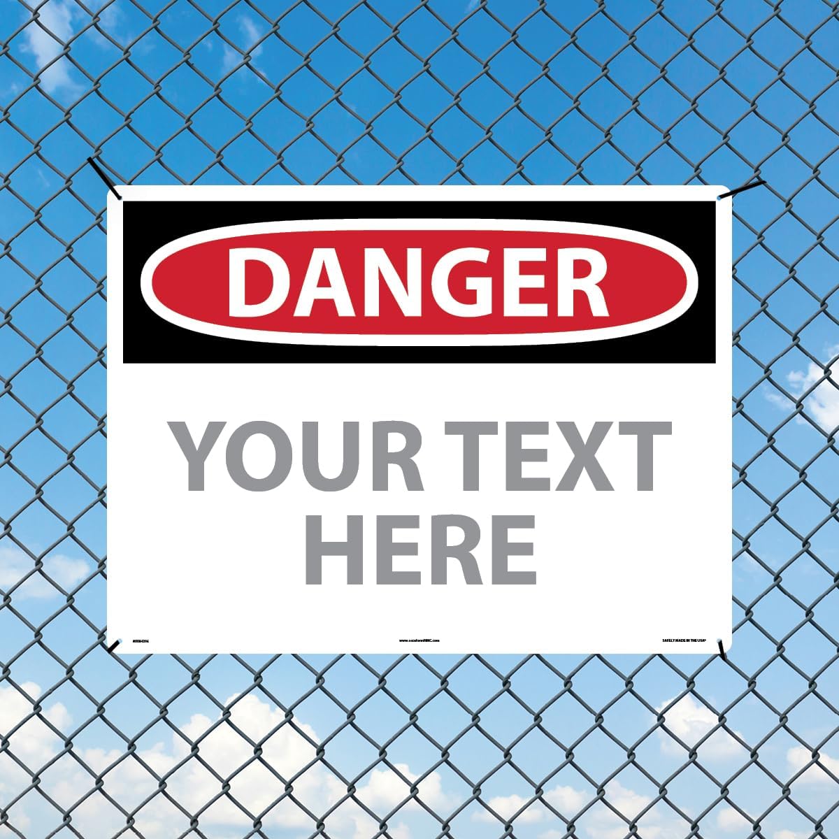 Custom OSHA Style Danger Sign 18" x 24" Aluminum Sign, Customizable "Your Text Here", by AccuformNMC Made in USA