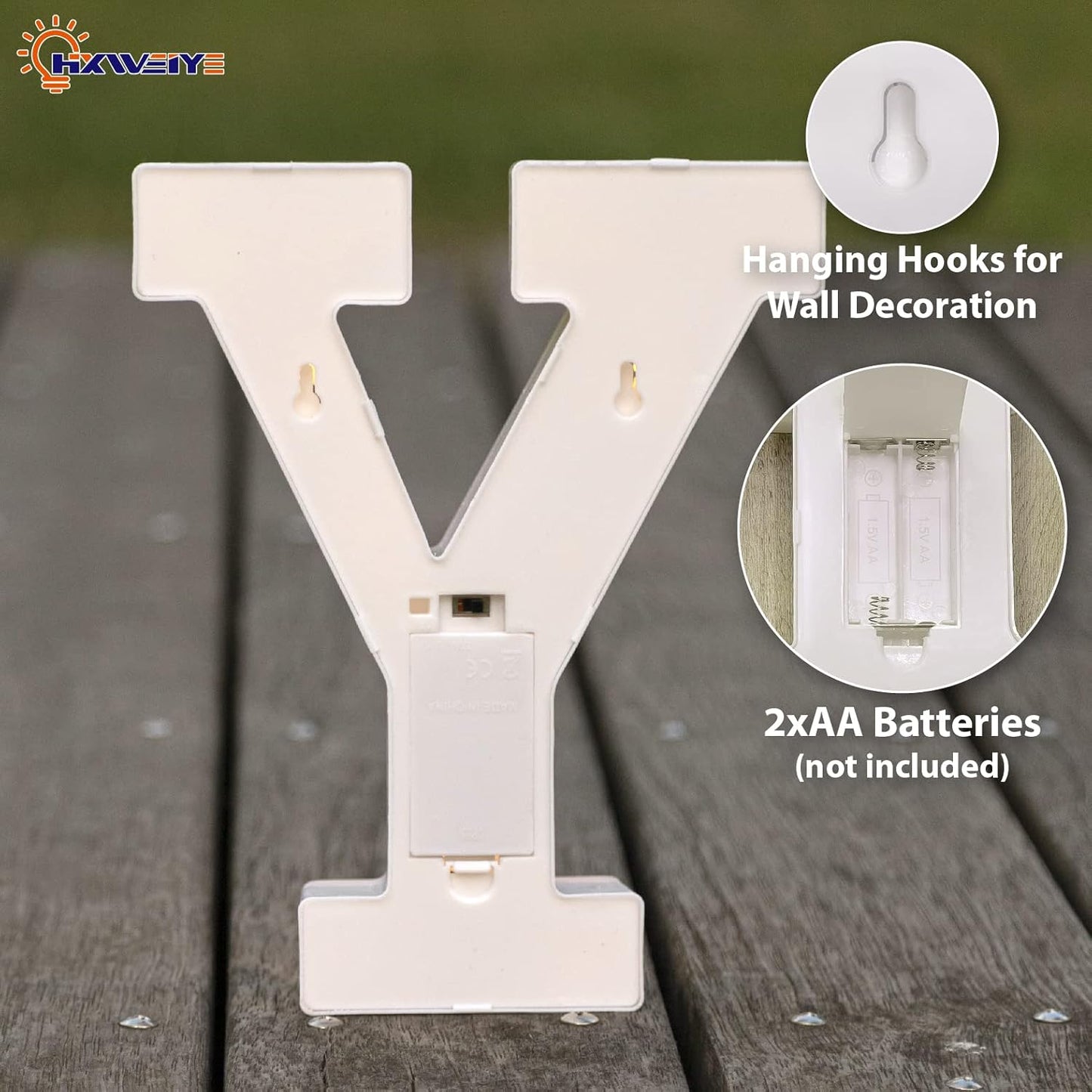 LED Marquee Letters Lights Sign Y, HXWEIYE Led Letter Lights 26 Alphabet, Light Up Number 0-9 Letters Sign Warm White for Party Home Birthday Anniversary Battery Powered (9 * 7.3 * 1.8IN)