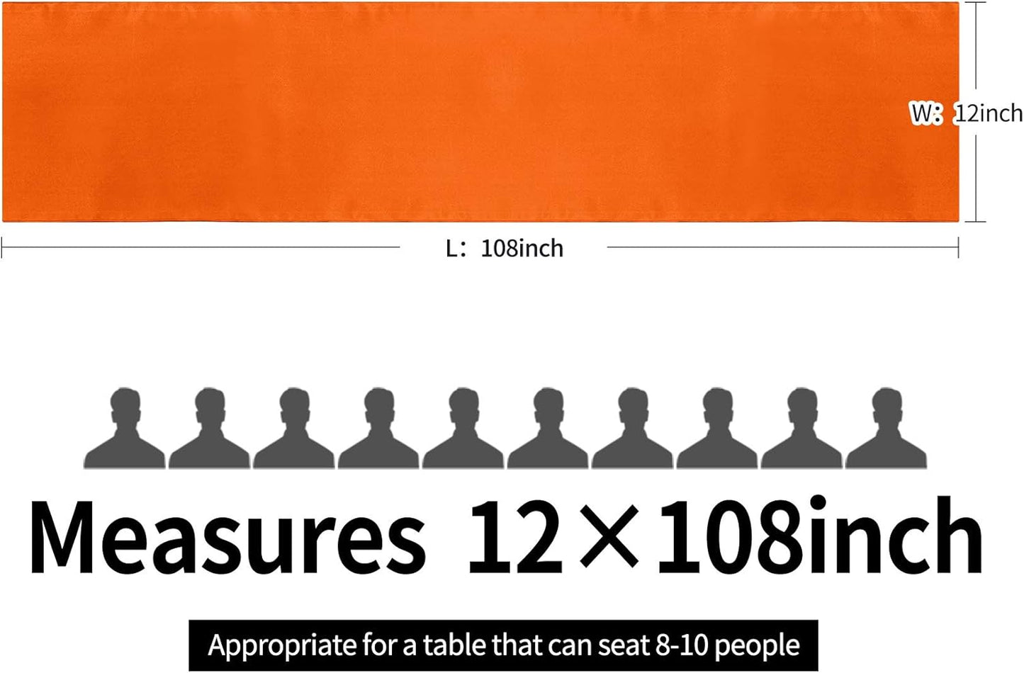 15-Pack Satin Table Runner Orange 12 x 108 inches Long, Table Runners for Wedding, Birthday Parties, Banquets Decorations（15 Pack, 12x108 Inch, Orange）