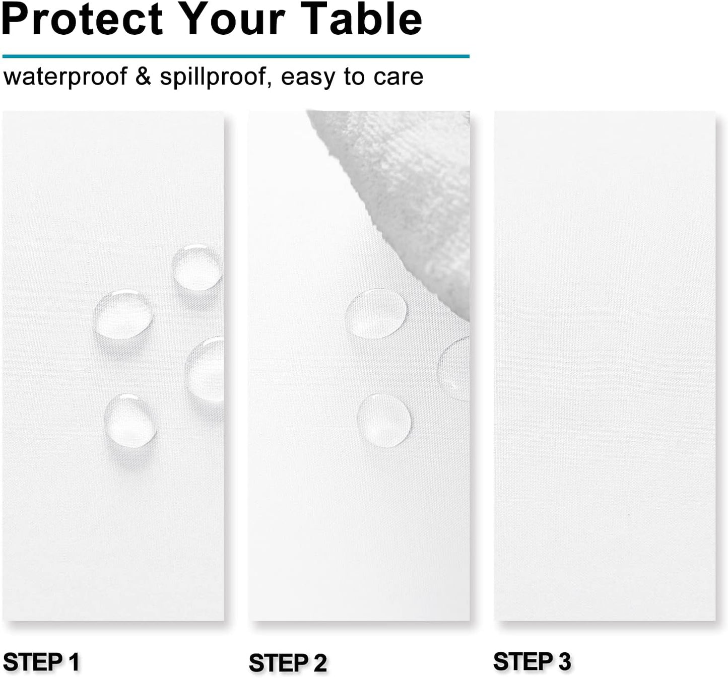 Hiasan 2 Pieces White Square Tablecloth - Waterproof and Spillproof Restaurant Washable Polyester Table Cloth for Dining Room, 54 x 54 Inch