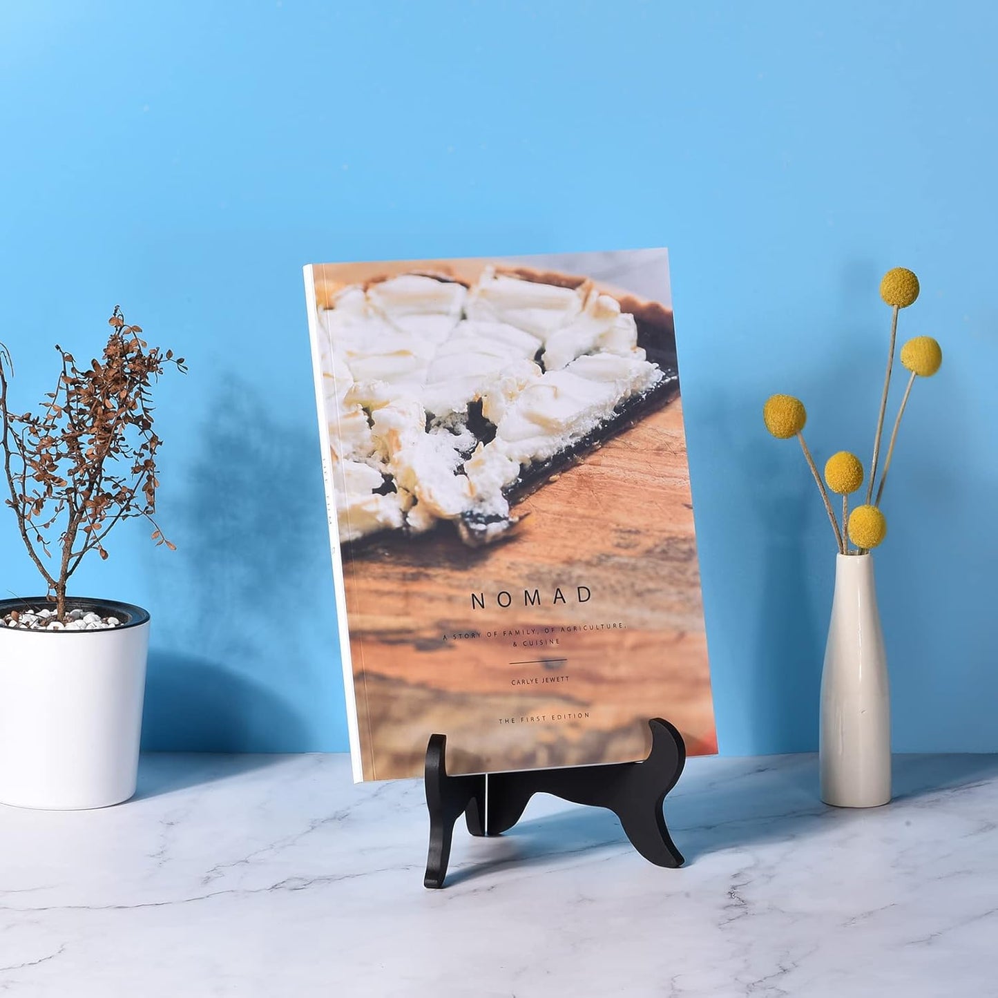 uxcell 7" Easel Plate Holder, Wooden Folding Display Stand Black for Decorative Picture Frame