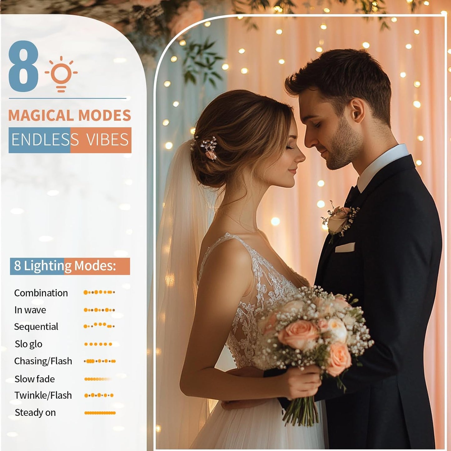 Pink Blue Tulle Backdrop Curtain with Lights String - 10x8ft Sheer Backdrop with 250 LEDs for Wedding, Baby Shower, Bridal Shower, Birthday Party Photo Shoot Background and Home Decorations