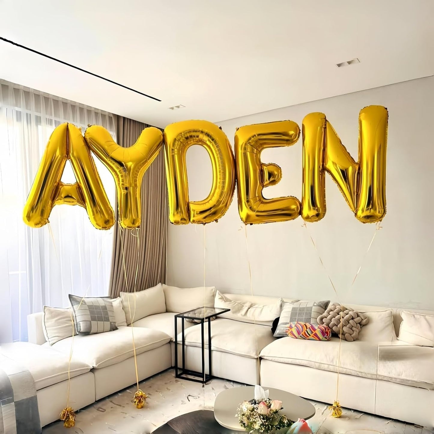 Giant C Alphabet Name Balloon, Gold Self Inflating Custom Letter Balloons Birthday Decor, 40 Inch Helium Mylar Foil Word Balloons Letters for Girls Men Anniversary Party Graduation Decoration Supplies