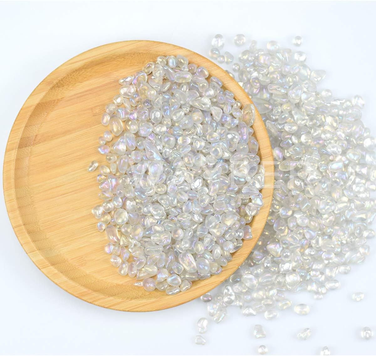 WAYBER 1Lb/460g Irregular Sea Glass Stones Artificial Crystal Gem Pebbles for Aquarium/Turtle Tank/Terrarium/Flowerpot/Vase Landscape Ornament Decoration, Hyun White