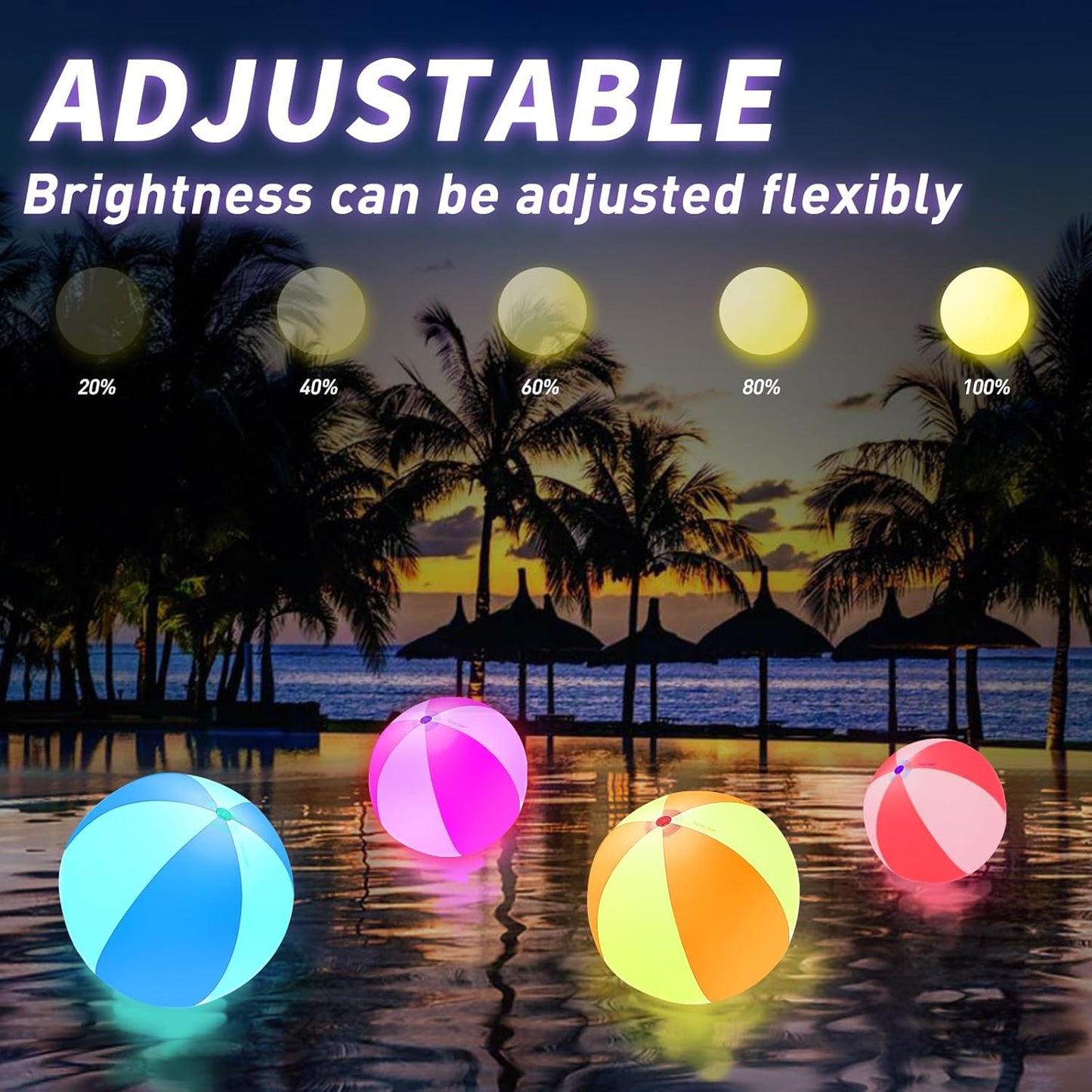 Spardar LED Beach Balls, 4 Pack 16 Inch Light up Beach Balls with Remote Control, Balloon Pump, 16 Colors Lights and 4 Light Modes Pool Toy for Pool Garden Decorations (2Pink+2Blue)