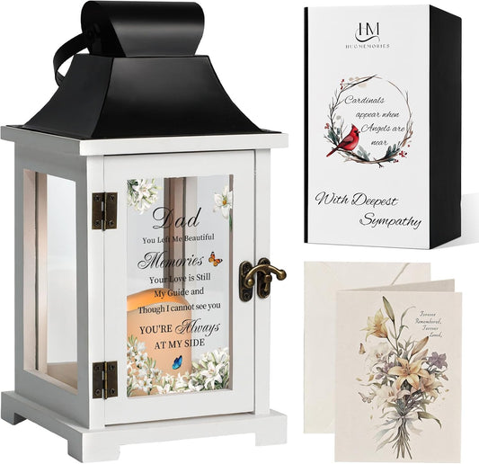 Memorial Lantern Bereavement Gifts in Memory of Loved One Memorial Gifts for Loss of Father Remembrance Sympathy Gifts for Loss of Dad with LED Candle