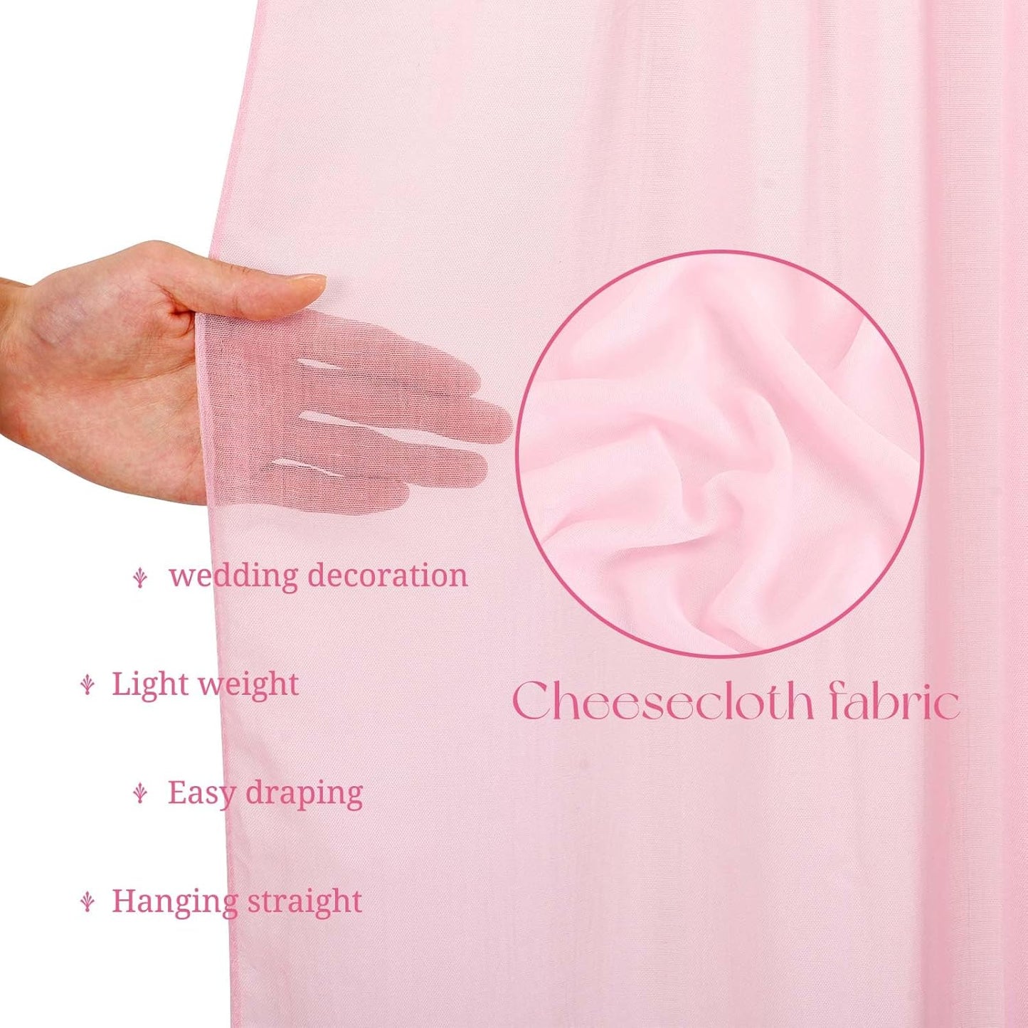 6 Panels Pink Ceiling Drapes for Wedding, 5ftx30ft Ceiling Drapes Cheesecloth Sheer Fabric Curtain Wedding Arch Draping Fabric Romantic Ceilings Decorations for Weddings Party Ceremony Stage