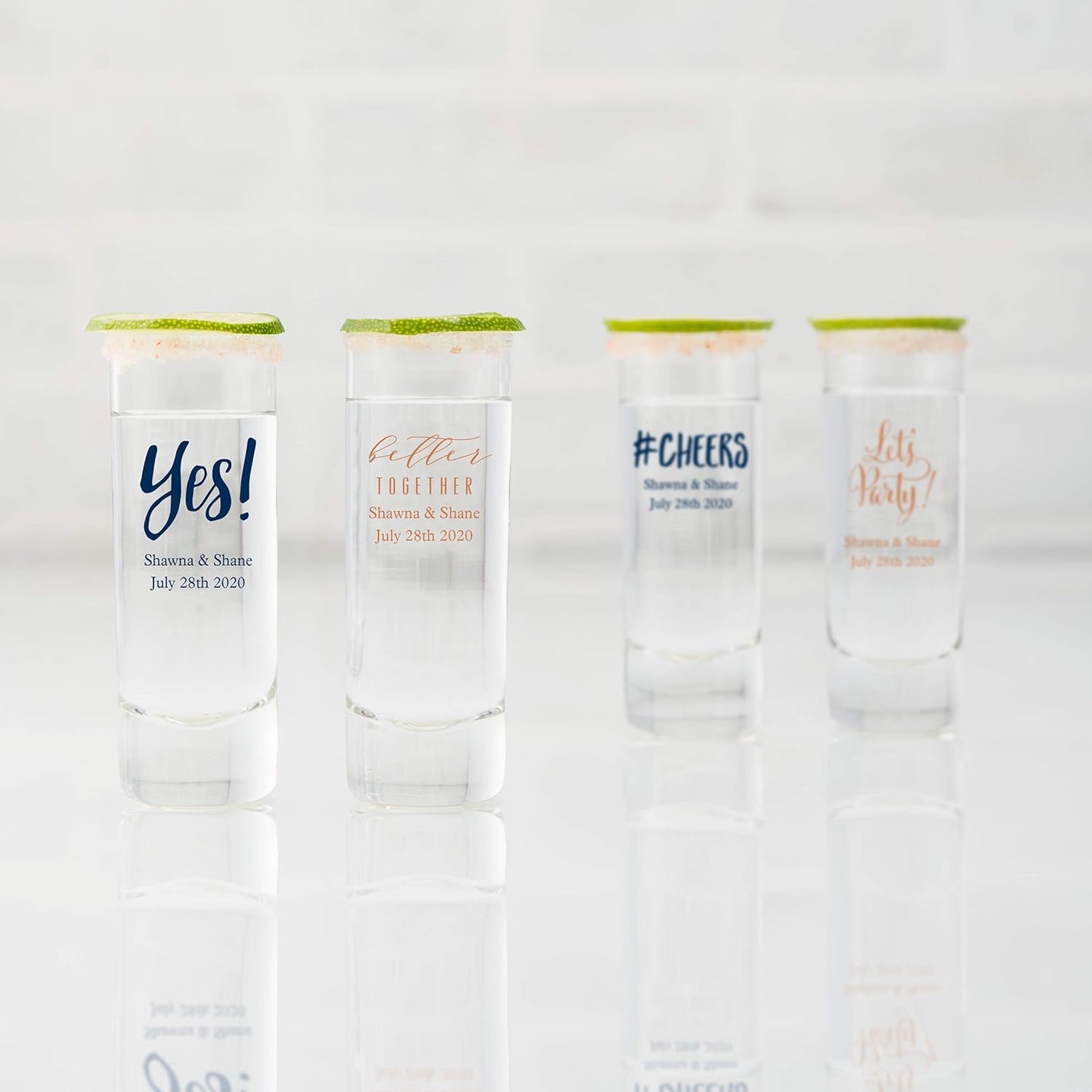 WEDDINGSTAR Personalized 2.5oz Tall Shot Glass Customizable Full Color Print - 132 pack