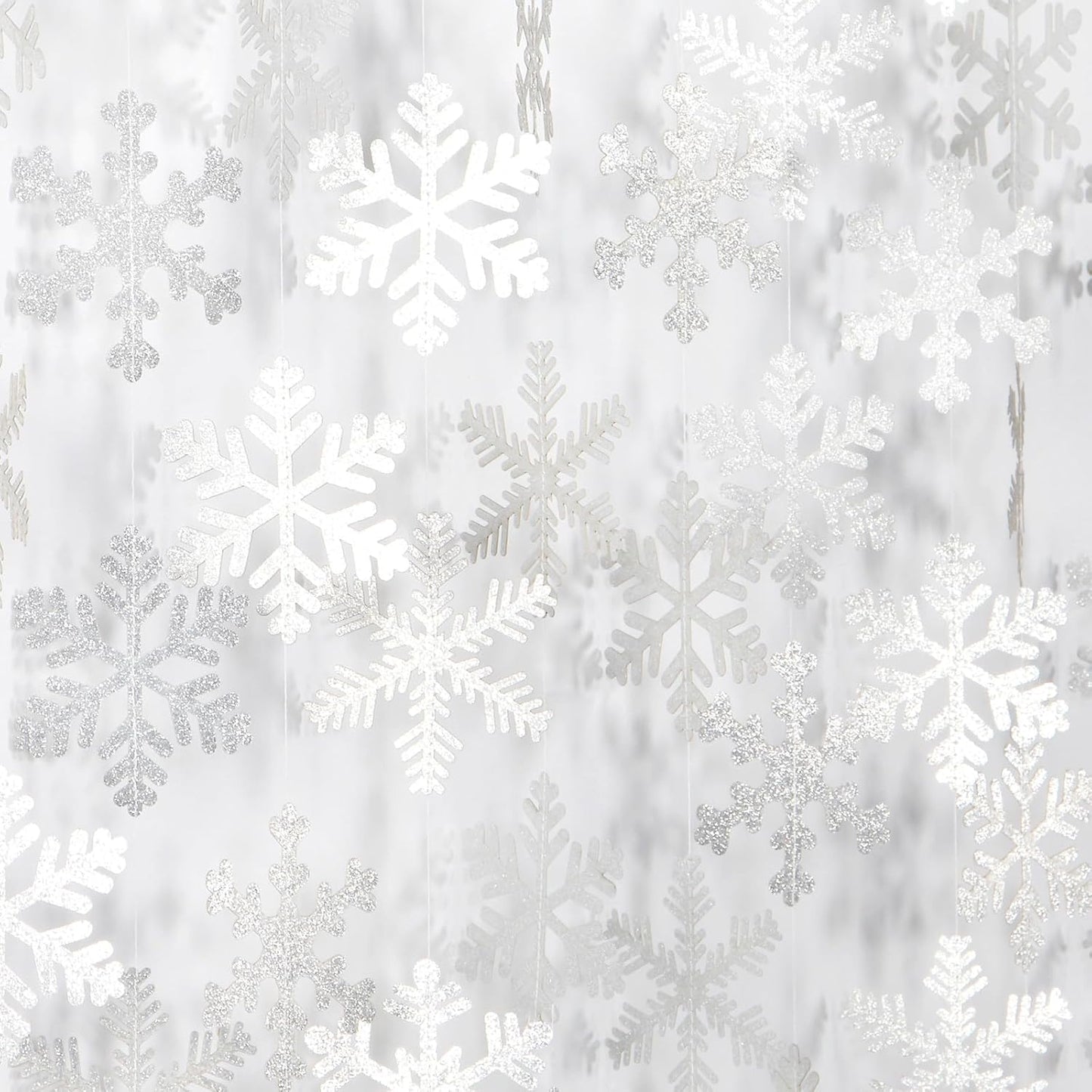 Snowflake Snow White-Silver Christmas Party-Decorations Garland - 6pcs Winter Girl Frozen Birthday New Year Hanging Decoration Streamers Banner, Wonderland Party Supplies Decor Panduola