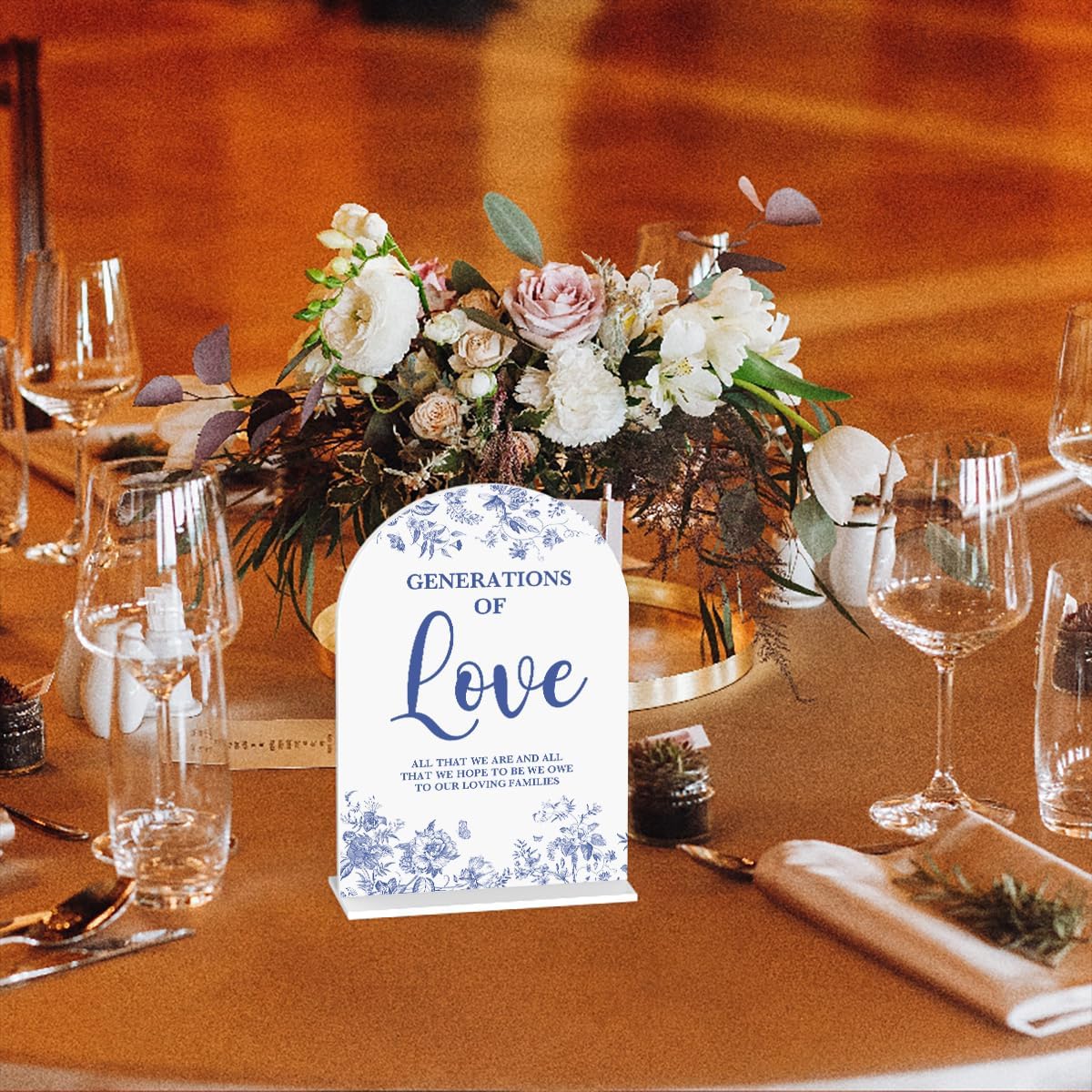 Acrylic Wedding Signs, Dusty Blue Wedding Decor, Blue Weddings Decor, Generations of Love Signs for Reception, Modern Calligraphy Arch Acrylic Table Top Sign for Weddings Parties Dinners (White)