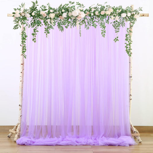 Lavender Tulle Backdrop Curtains for Parties Baby Shower Birthday Wedding 10ft X 8ft Sheer Backdrop Curtains for Butterfly Elephant Memaid Photoshoot Decorations