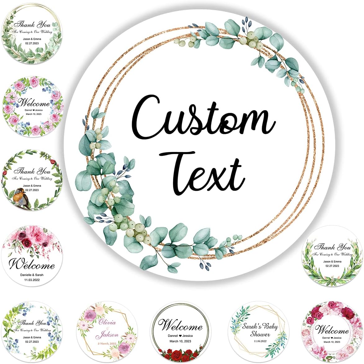 50 Pack Custom Stickers Personalized Labels for Business Logo Customized Vinyl Wedding Favors Birthday Baby Bridal Shower Make Your Own Decals