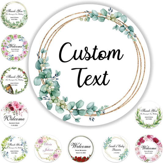 50 Pack Custom Stickers Personalized Labels for Business Logo Customized Vinyl Wedding Favors Birthday Baby Bridal Shower Make Your Own Decals