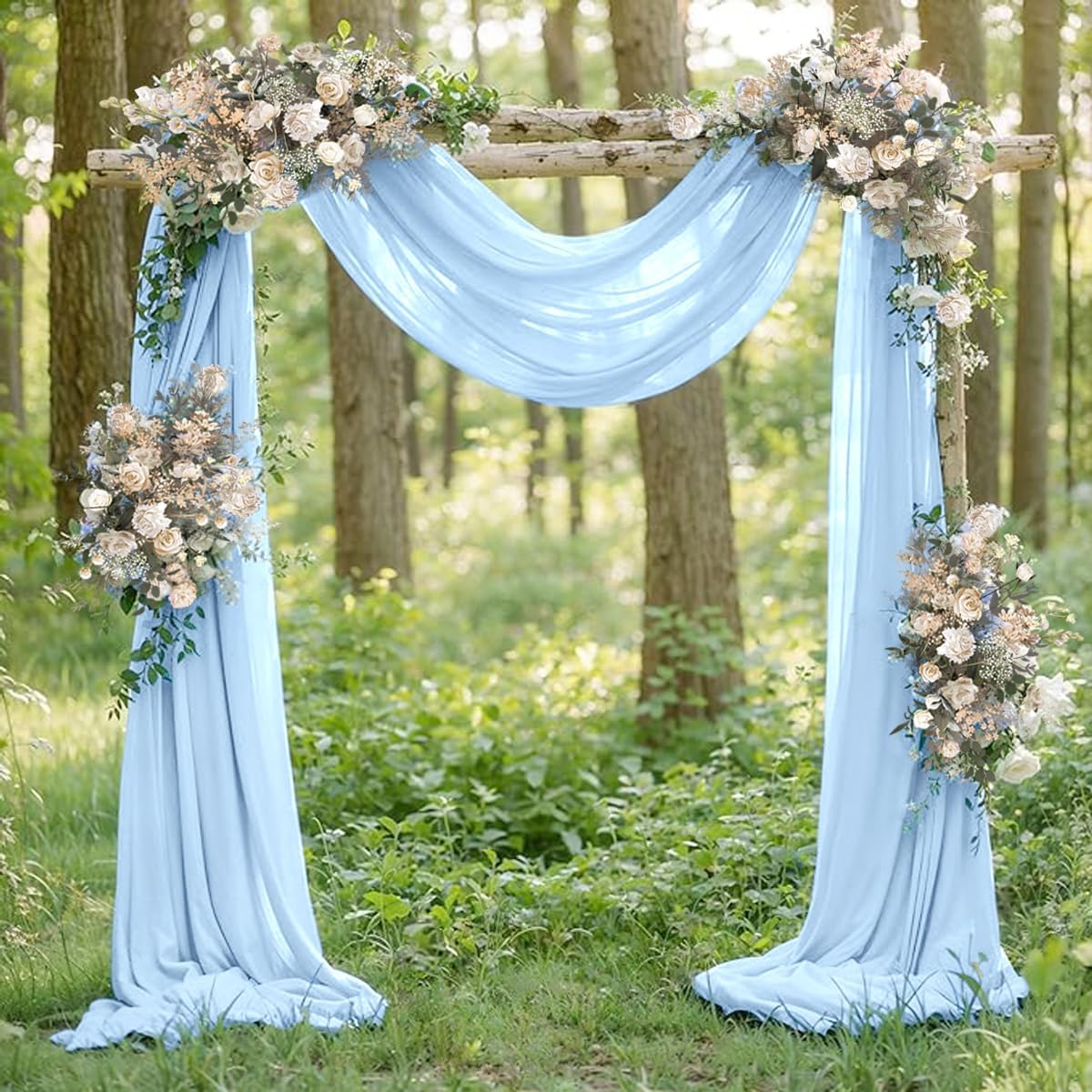 Light Blue Elegant Arch Draping Fabric Outdoor 1 Panel 29" × 20Ft Sheer Chiffon Curtain Drapes for Fall Wedding Ceremony Birthday Party Garden Brunch