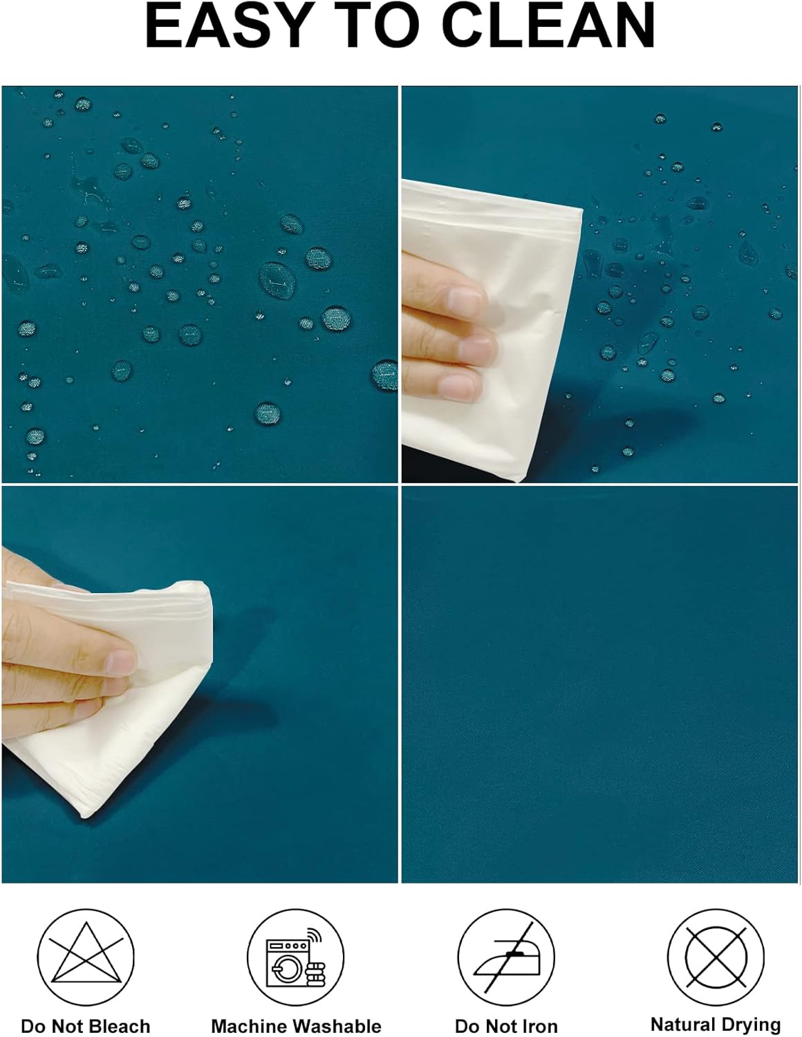 Fokitut 2 Pack Waterproof Rectangle Tablecloth, 90x132 Inch,Stain Resistant and Wrinkle Polyester Table Cloth, Fabric Table Cover for Kitchen Dining, Wedding, Party, Holiday Dinner-Caribbean Blue