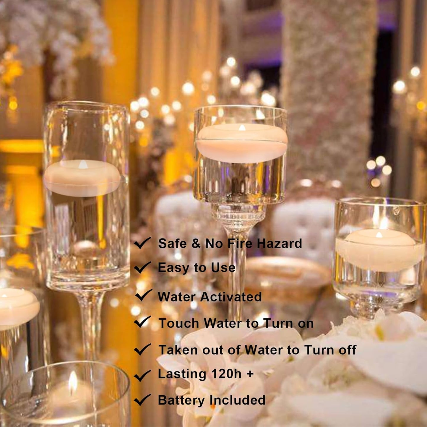 Aignis 24pcs Flameless LED Floating Candles, 120+ Hours Glow Time, 3 Inch Plastic Battery Operated Tealights, Cozy Warm White Light for Romantic Pool/Bathtub/Hot Bath/Wedding Centerpiece Decor