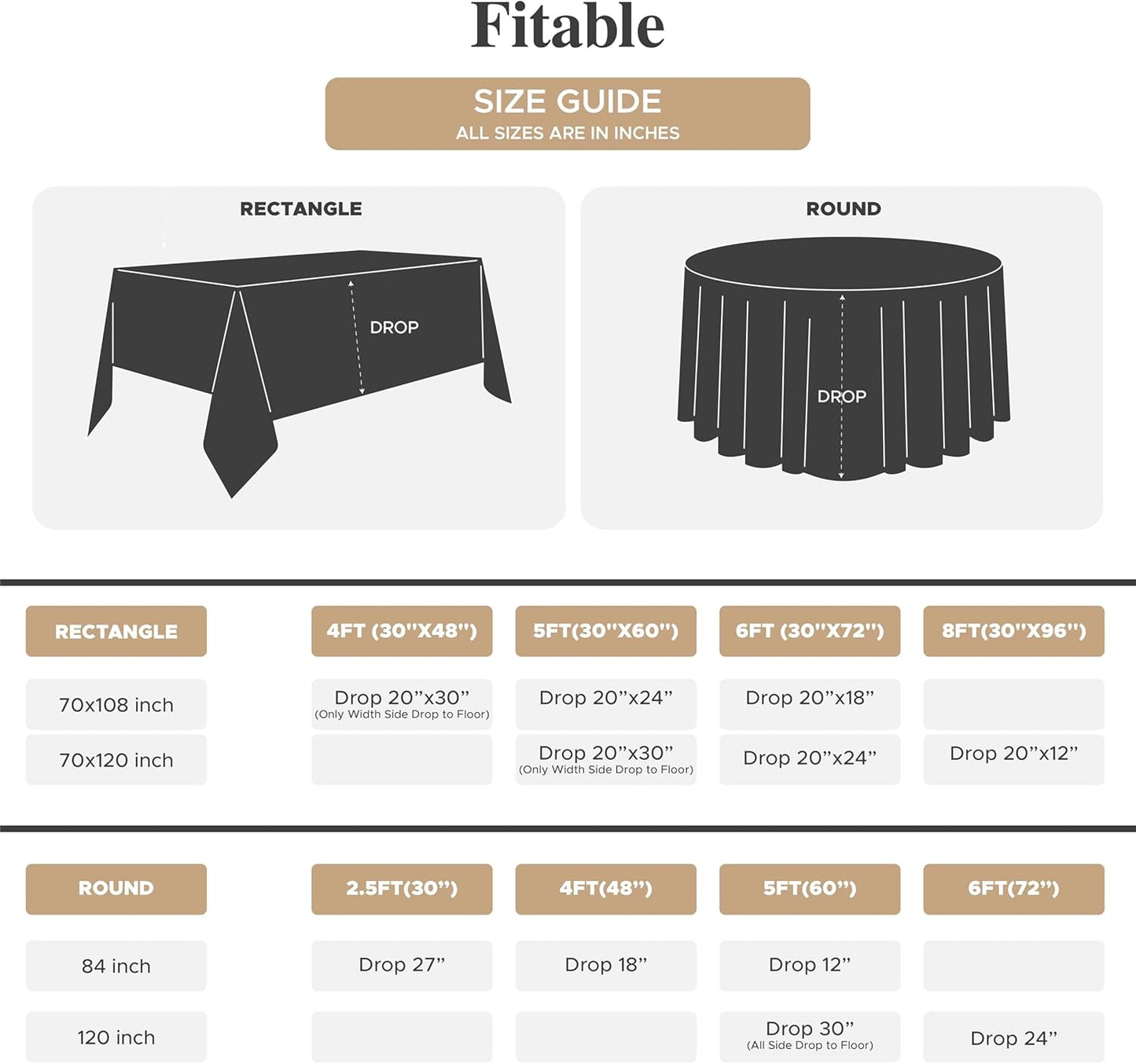 Fitable 8 Pack Rectangle Tablecloths: Stain Resistant Wrinkle Free Fabric Table Clothes, Washable Reusable Polyester Table Covers for Wedding Party Birthday Banquet Reception(White, 60x102 Inch)