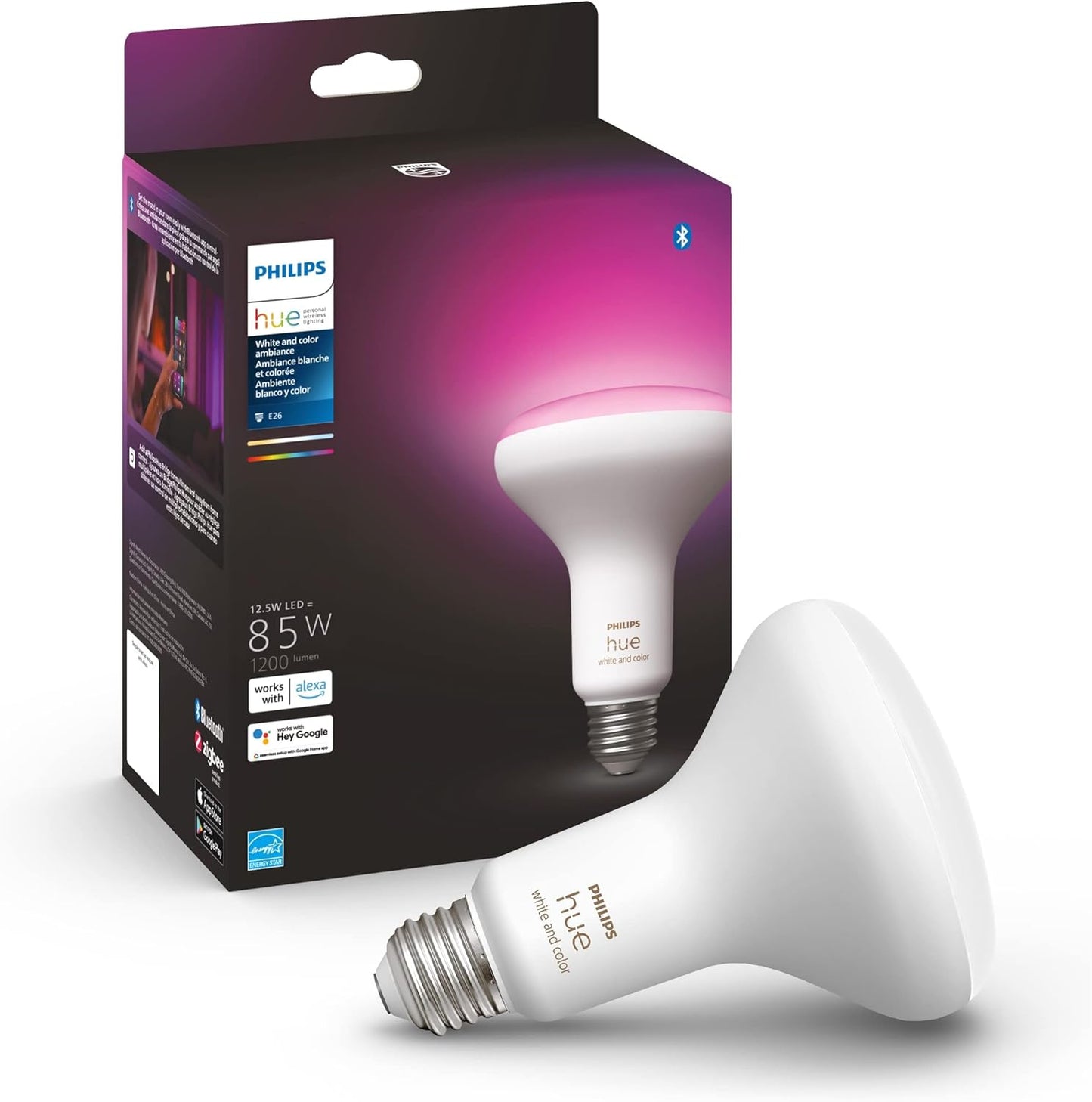 Philips Hue White and Color Ambiance BR30 1-Pack Bluetooth & Hue Smart Dimmer Switch 1 Pack White