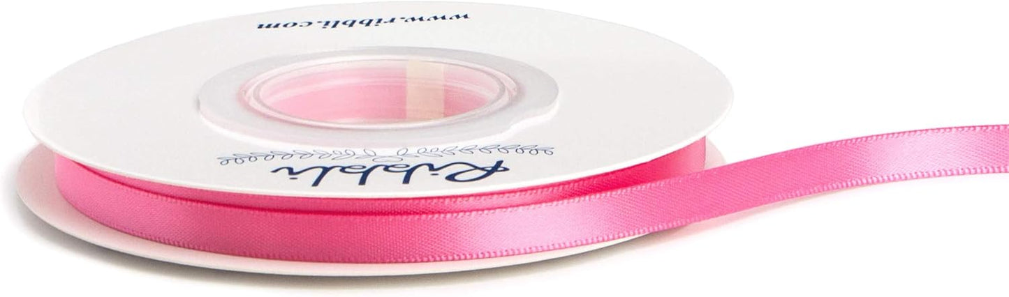 Ribbli Double Faced Hot Pink Satin Ribbon,1/4” x Continuous 25 Yards,Use for Bows Bouquet,Gift Wrapping,Floral Arrangement
