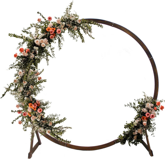 7.5FT Circle Wood Arch for Wedding Ceremony Arbor Backdrop Stand for Garden Wedding Parties
