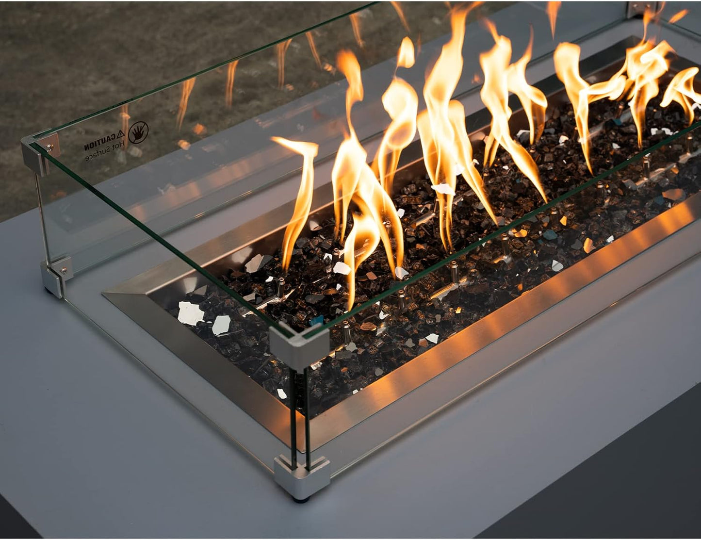 Stanbroil 10-Pound Fire Glass - 1/4 inch Reflective Tempered Fire Glass for Fireplace Fire Pit, Onyx Black Reflective