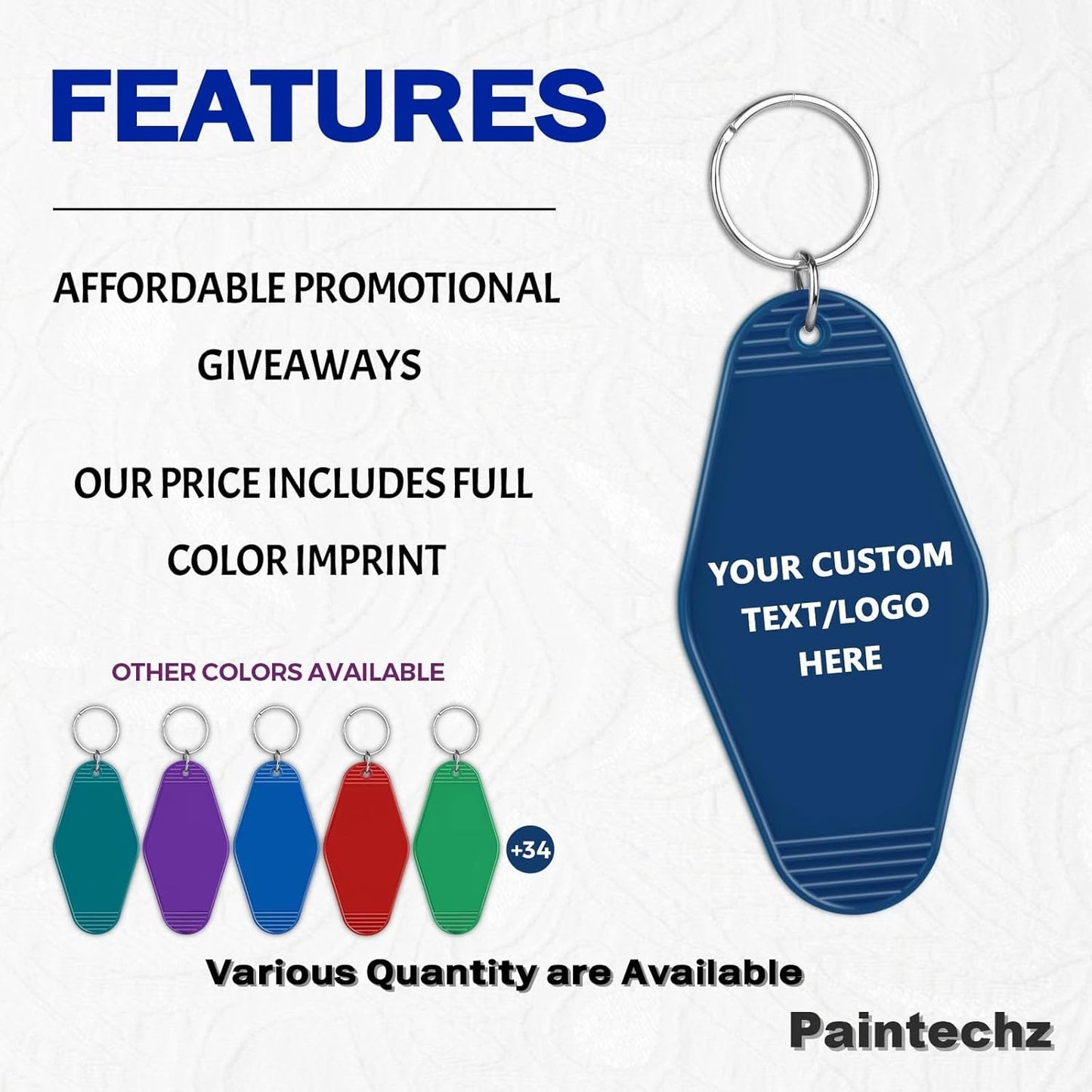 Custom Vintage Hotel Motel Keychains 400 Pack, Personalized Logo, Text Bulk - Perfect for Tradeshows, Campaign Gifts - Customizable Key Tags