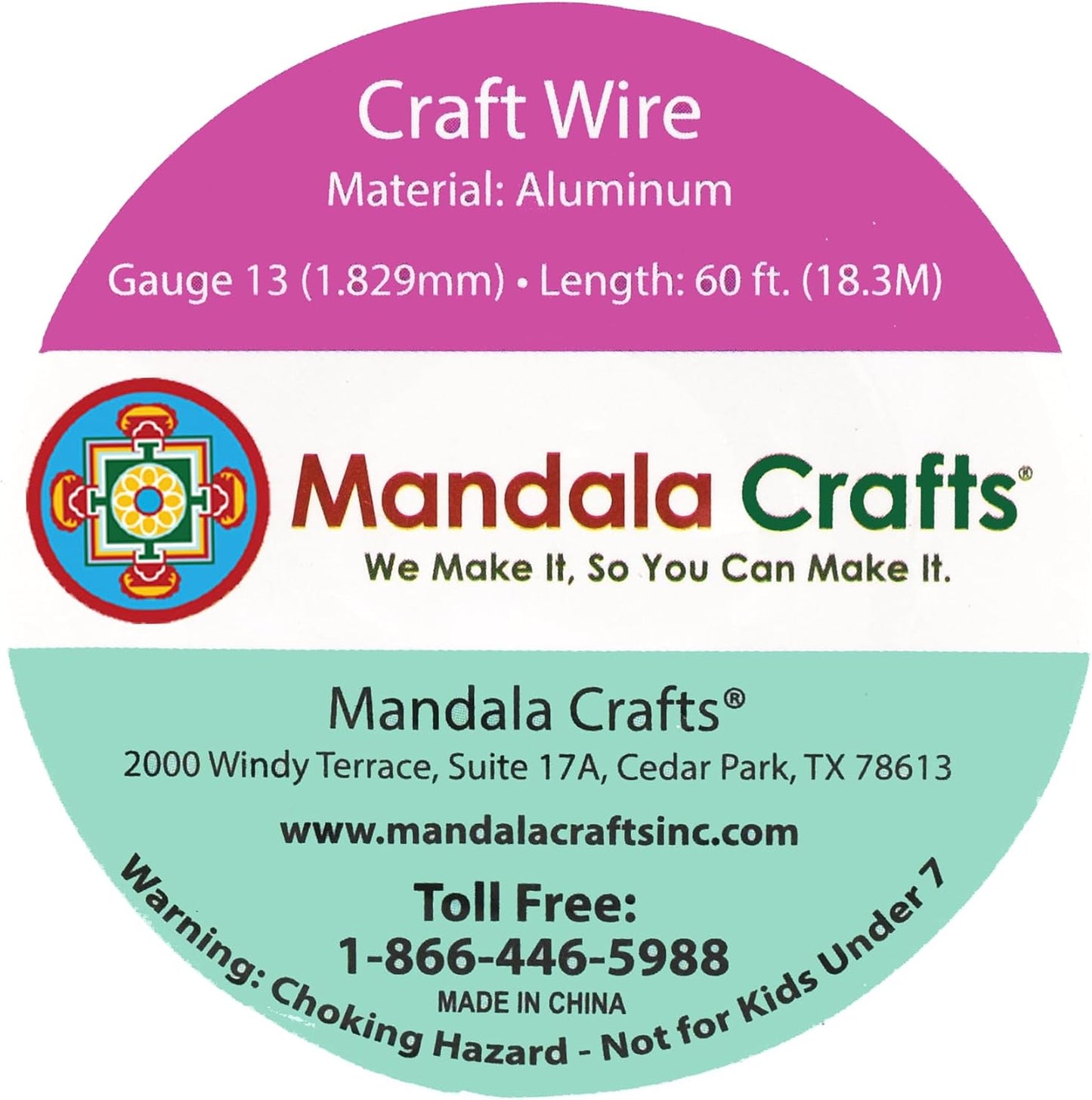 Mandala Crafts 13 Gauge Anodized Aluminum Craft Wire for Jewelry Making - 60 FT Colored Flexible Turquoise Wire - Bendable for Bonsai Armature Crafting Sculpting