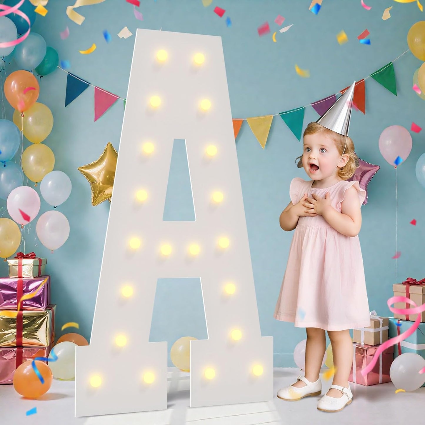 4FT Marquee Light Up Letters - Large Marquee Letters 4 Feet Tall for Birthday Party Decorations, Big Letter for Wedding Event Marry Me Baby Shower Bridal Shower, Letter A