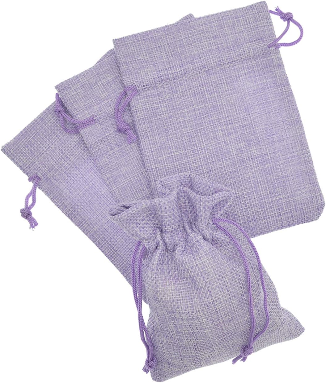 20pcs Burlap Bags 5 x 7, Linen Drawstring Gift Bags, Wedding Party Christmas Favor Bags Jewelry Candy Pouches Sacks (Light Purple)