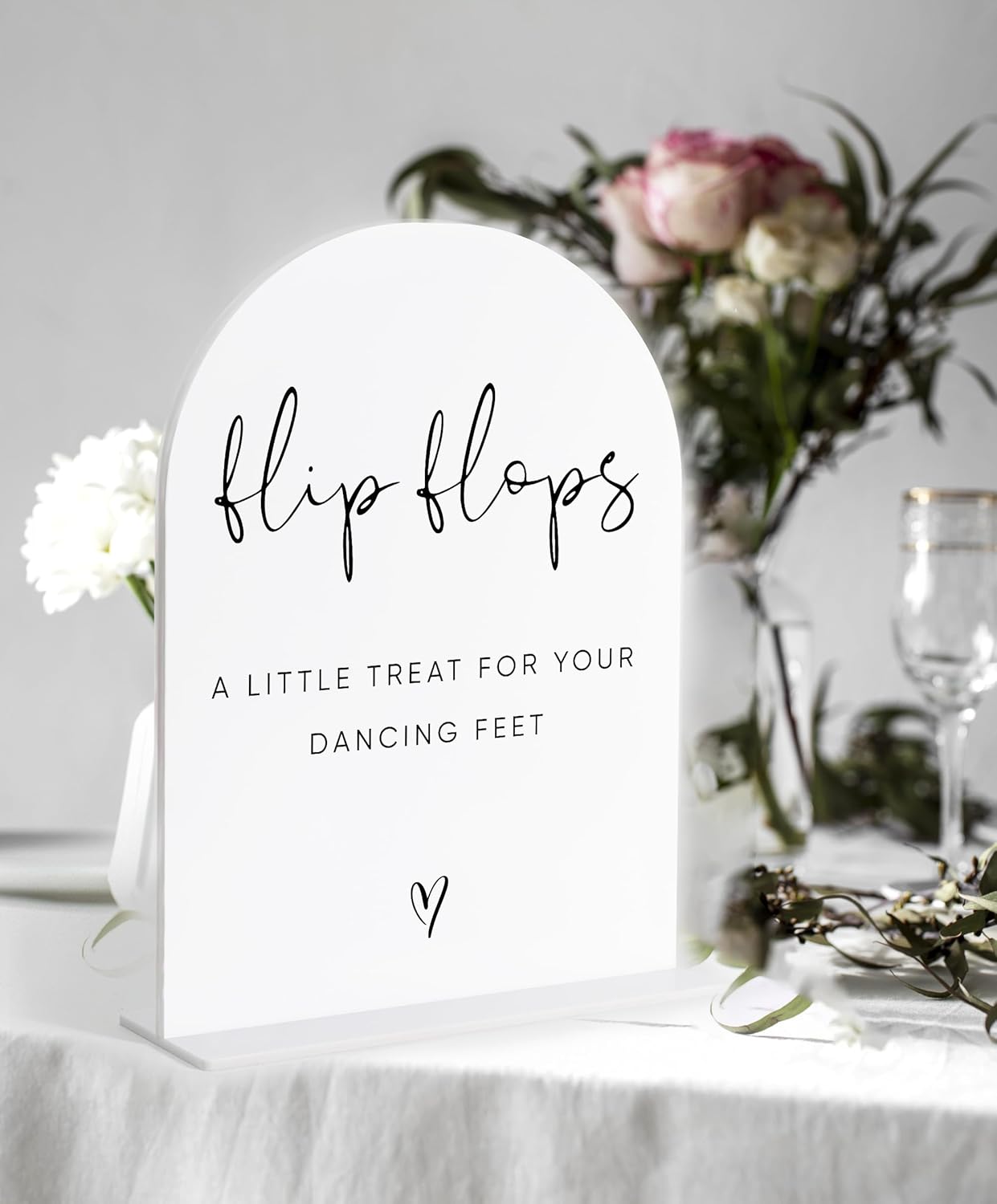Wedding Flip Flops for Guests Sign, White Arch Acrylic Sign, Wedding Dance Floor Props, Bridal Shower Decor, Engagement Party Decor, Centerpiece Table Decorations Party for Bride and Groom-17