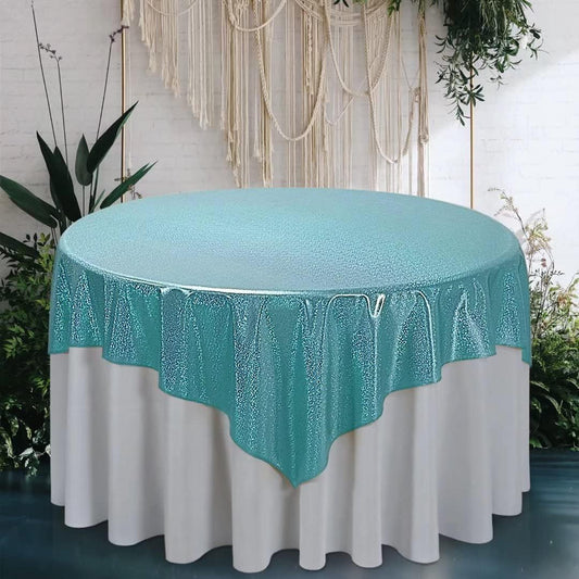 Fitable Sequin Tablecloth for Parties 60x60 Inch - Sparkle Glitter Table Cloth Laser Square Overlay for Wedding Baby Shower Ceremony Birthday Holiday Banquet Decor, Teal