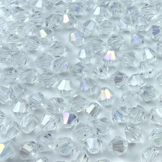 250pcs 6mm Bicone Crystal Glass Beads Loose Spacer Beads Faceted Craft Beads for Jewelry Making DIY Necklace Bracelet Earring Wind Chimes Suncatchers Ornamen(Crystal AB)