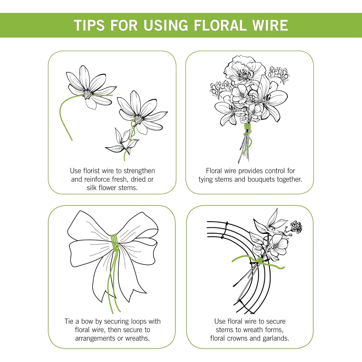 FloraCraft 24 Gauge Floral Wire 0.5 Pound Spool Green