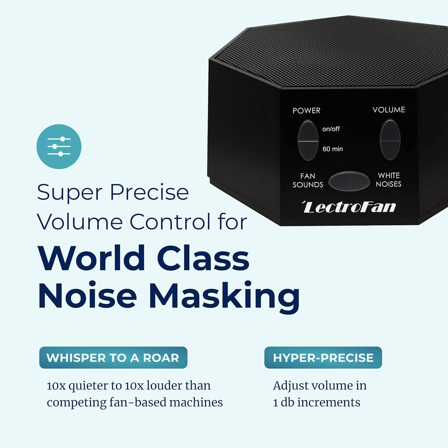 Adaptive Sound Technologies LectroFan Classic White Noise Machine - Compact Sleep Sound Machine for Bedroom, Travel, Study and More - 20 Non-Looping Fan & White Noise Variations - Black