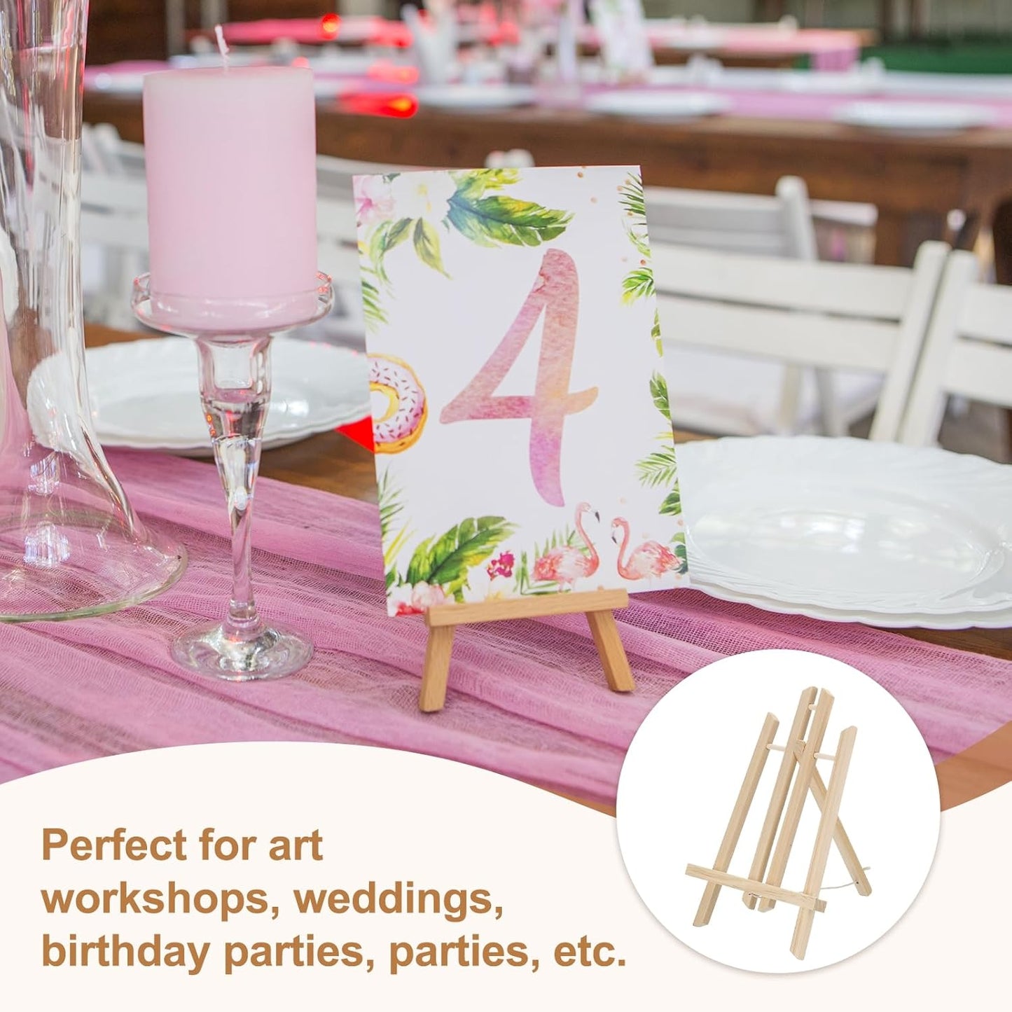 MECCANIXITY Mini Wood Display Easels, 15.7"x7.9"A-Frame Painting Tabletop Easels Holder Stand for Artists Beginners Displaying Small Canvases Art Photos Business Cards(Pack of 3, Wood Color)