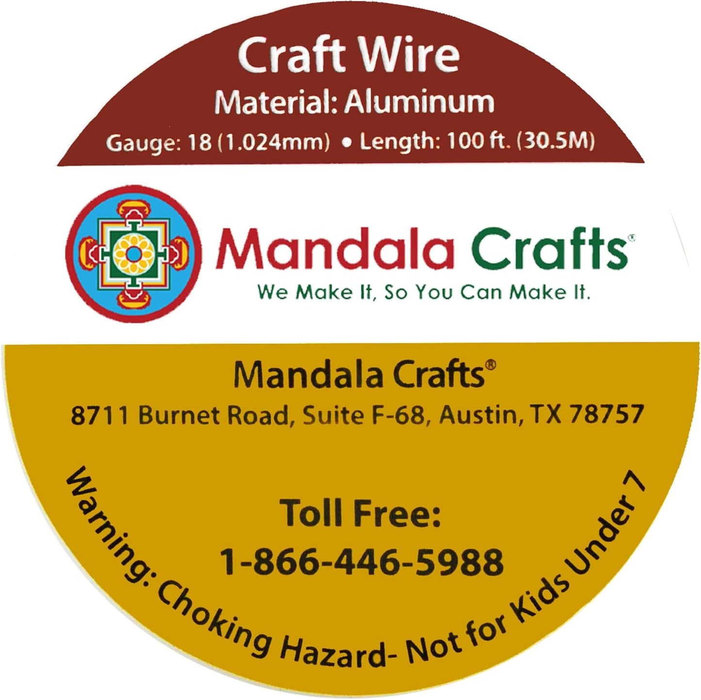 Mandala Crafts 18 Gauge Anodized Aluminum Craft Wire for Jewelry Making - 100 FT Colored Flexible Silver Tone Wire - Bendable for Bonsai Armature Crafting Sculpting
