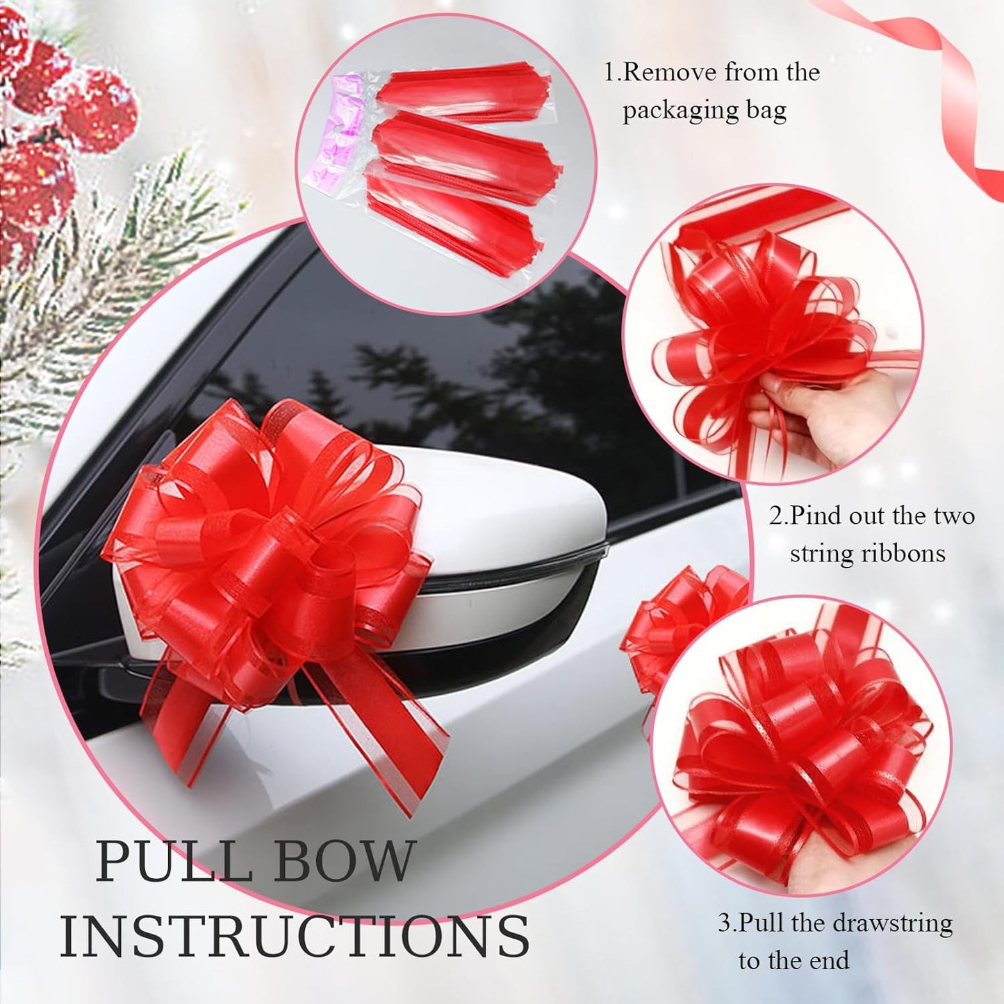 6 Pieces Large Pull Bows,6 inches,Bow for Gift Wrapping,Pull Bows for Party Birthday Gift Wedding Baskets Gift Decorations, Flower Decorations (Red)