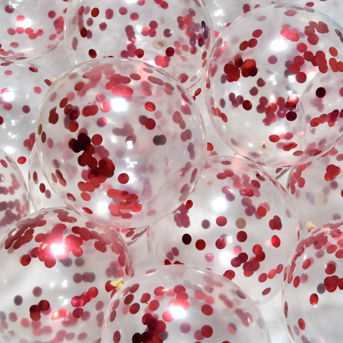 Red Confetti Balloons - 12inch, 50 Pcs Latex Balloons for Birthday, Wedding, Baby Shower, Christmas Party Decoration