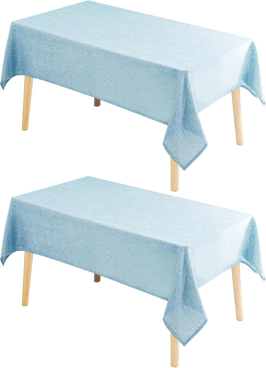 Hiasan 2 Pack Faux Linen Rectangle Tablecloth - Wrinkle and Stain Resistant Washable Table Cloth for Kitchen Dining Room Holiday Table Cover for Party Dinner, Lux Slate Blue, 30 x 60 Inch