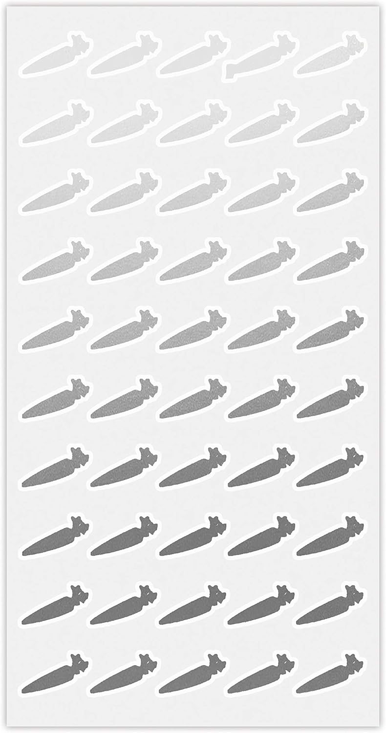50 Wedding Meal Stickers - Food Identifier & Menu Choice Place Cards for Party Seating - Meal Option Indicator (Silver, Carrot)