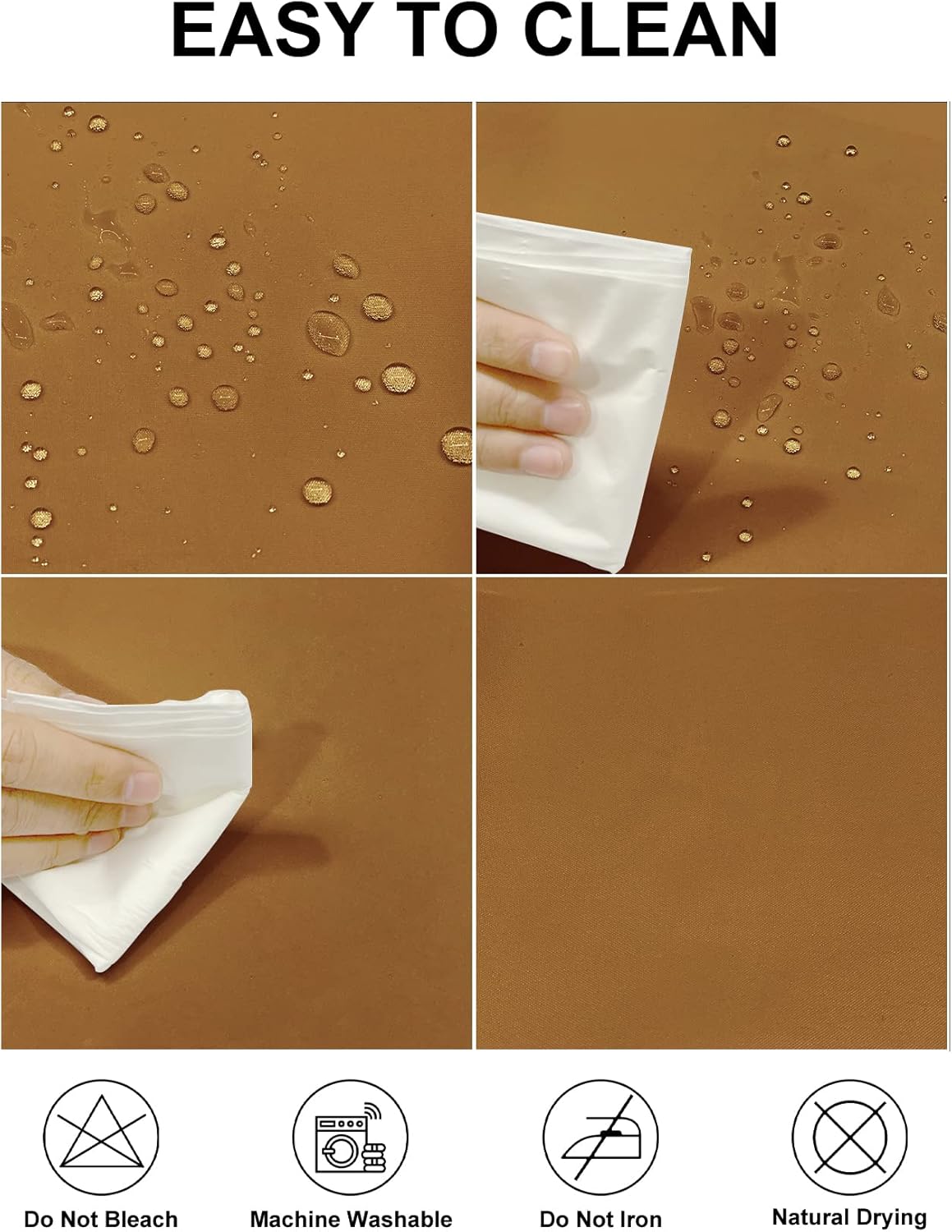 Fokitut 2 Pack Waterproof Square Tablecloth, 70x70 Inch, Stain Resistant and Wrinkle Polyester Table Cloth, Fabric Table Cover for Kitchen Dining, Wedding, Party, Holiday Dinner-Gold