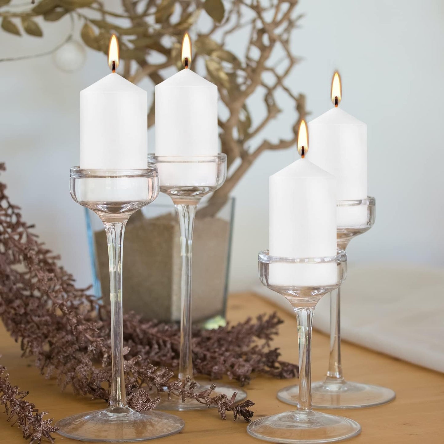 2"x4" High White Pillar Candles, Set of 20 Unscented. Bulk Buy. Ideal for Halloween, Wedding, Emergency Lanterns, Household, Wedding and Home Décor Candlesticks