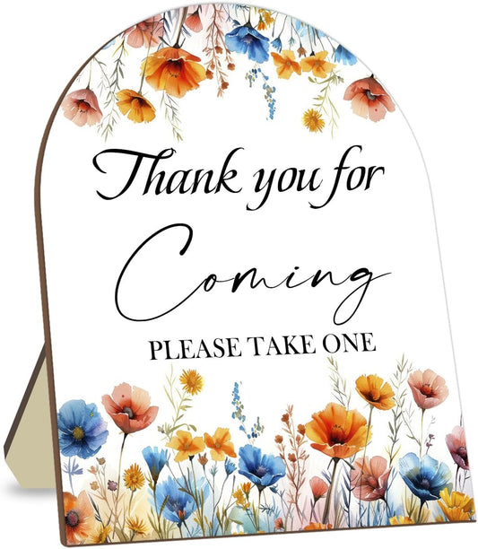 Thank You for Coming Please Take One Sign, Floral Decor Wedding Shower Favors, Bridal Shower Gifts, Modern Wooden Sign, 9x11 inches